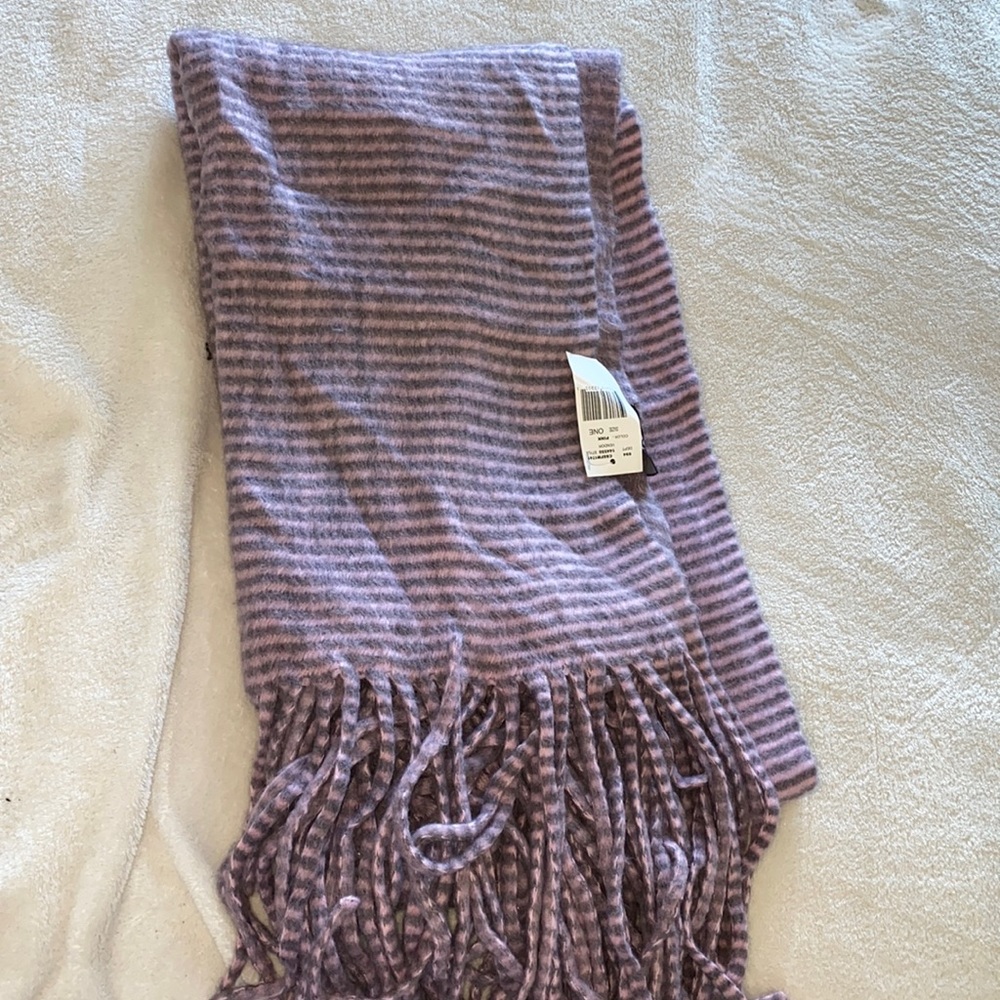 Pink & Gray Striped Scarf